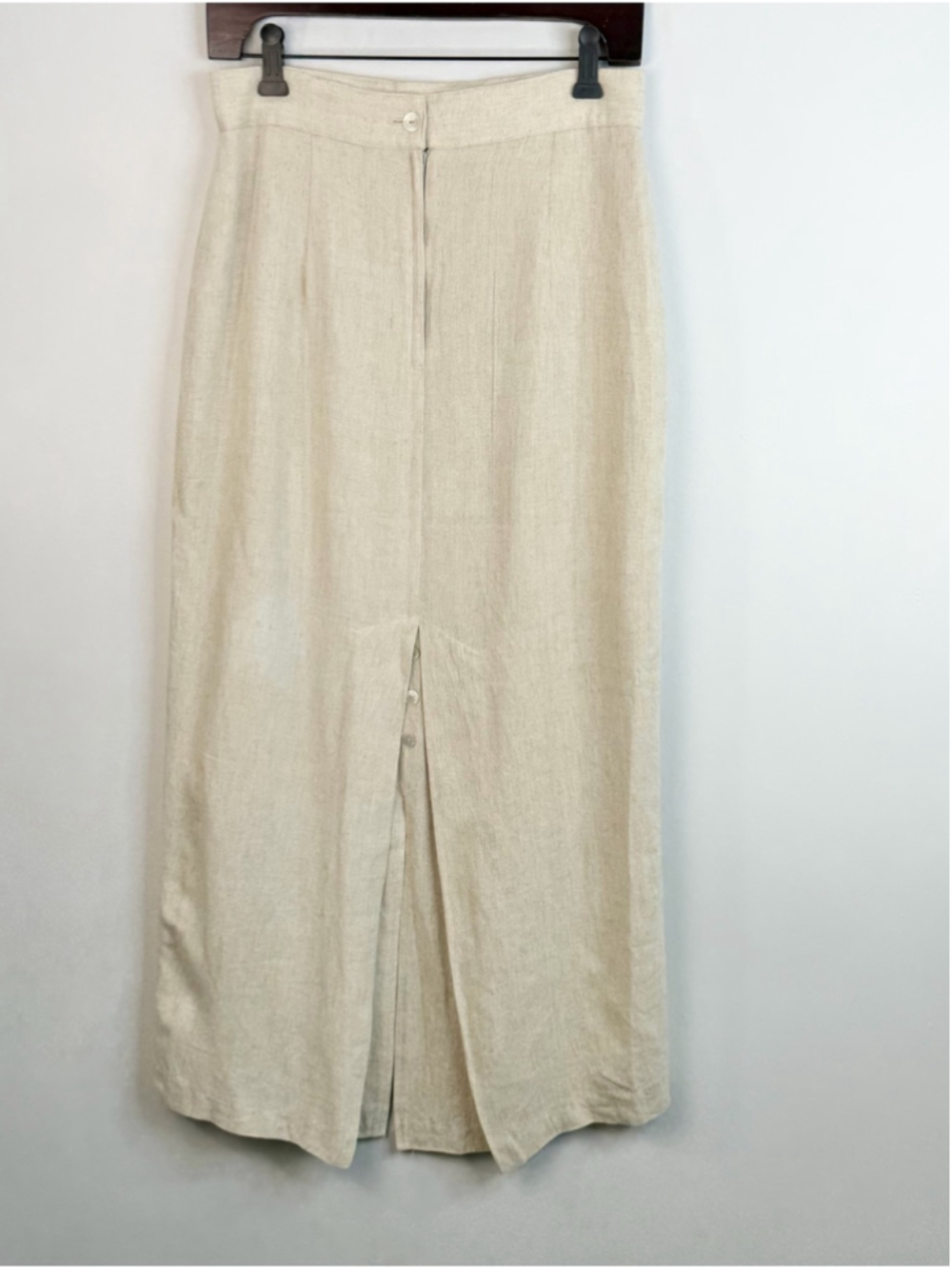 Vintage 80s 90s linen blend beige long minimalist old money maxi skirt 9 - Picture 5 of 15